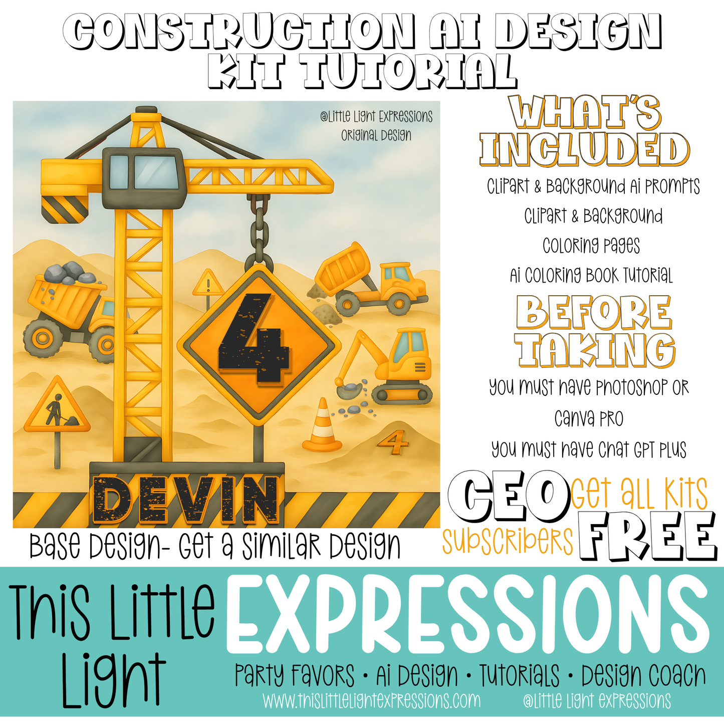 Construction Theme Coloring Pages + Character Tutorial Bundle Create Your Own Unique Designs | Instant Download | Free for CEO Subscribers
