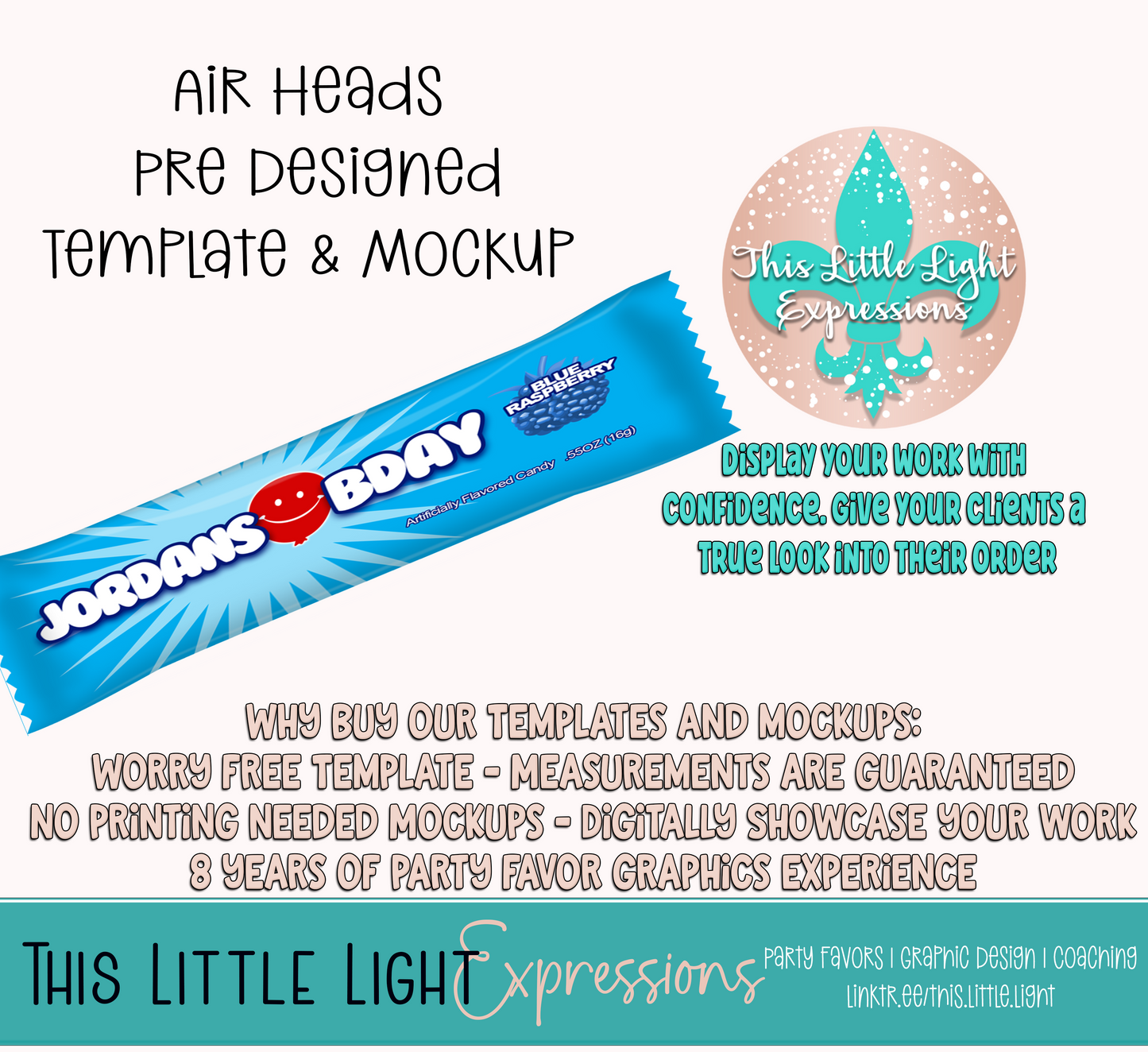 Air Heads Candy Template and Mockup for Photoshop or Canva | Digital Download | For Party Favors