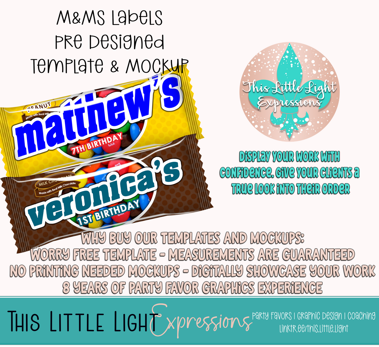 M&Ms | Plain and Peanut | Template and Mockup for Photoshop or Canva | Digital Download | For Party Favors