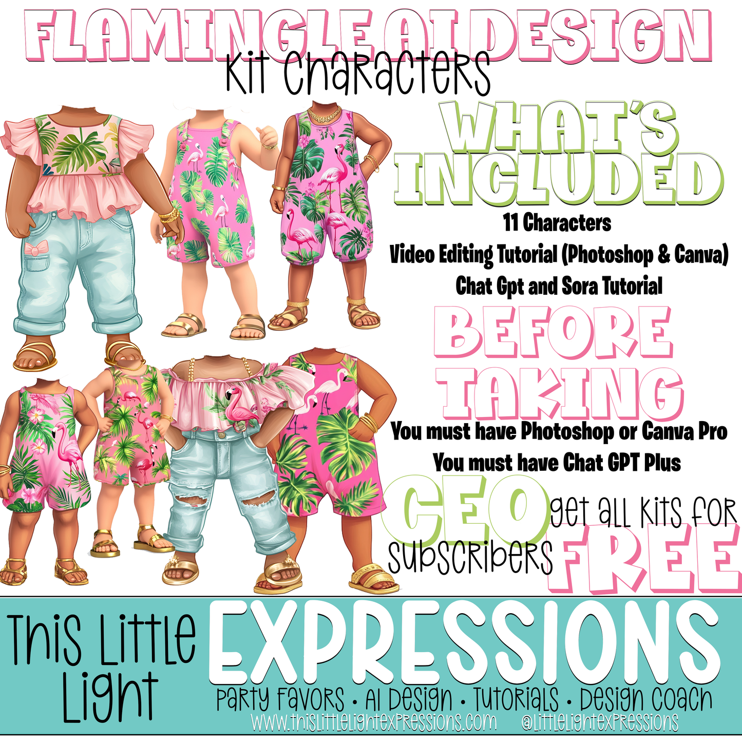 Flamingle AI Design Kit + Coloring Page Tutorial Bundle Create Your Own Unique Designs | Instant Download | Free for CEO Subscribers