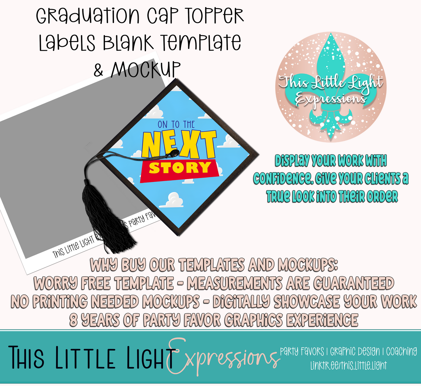 Graduation Cap Template and Mockup for Photoshop or Canva | Digital Download | For Party Favors