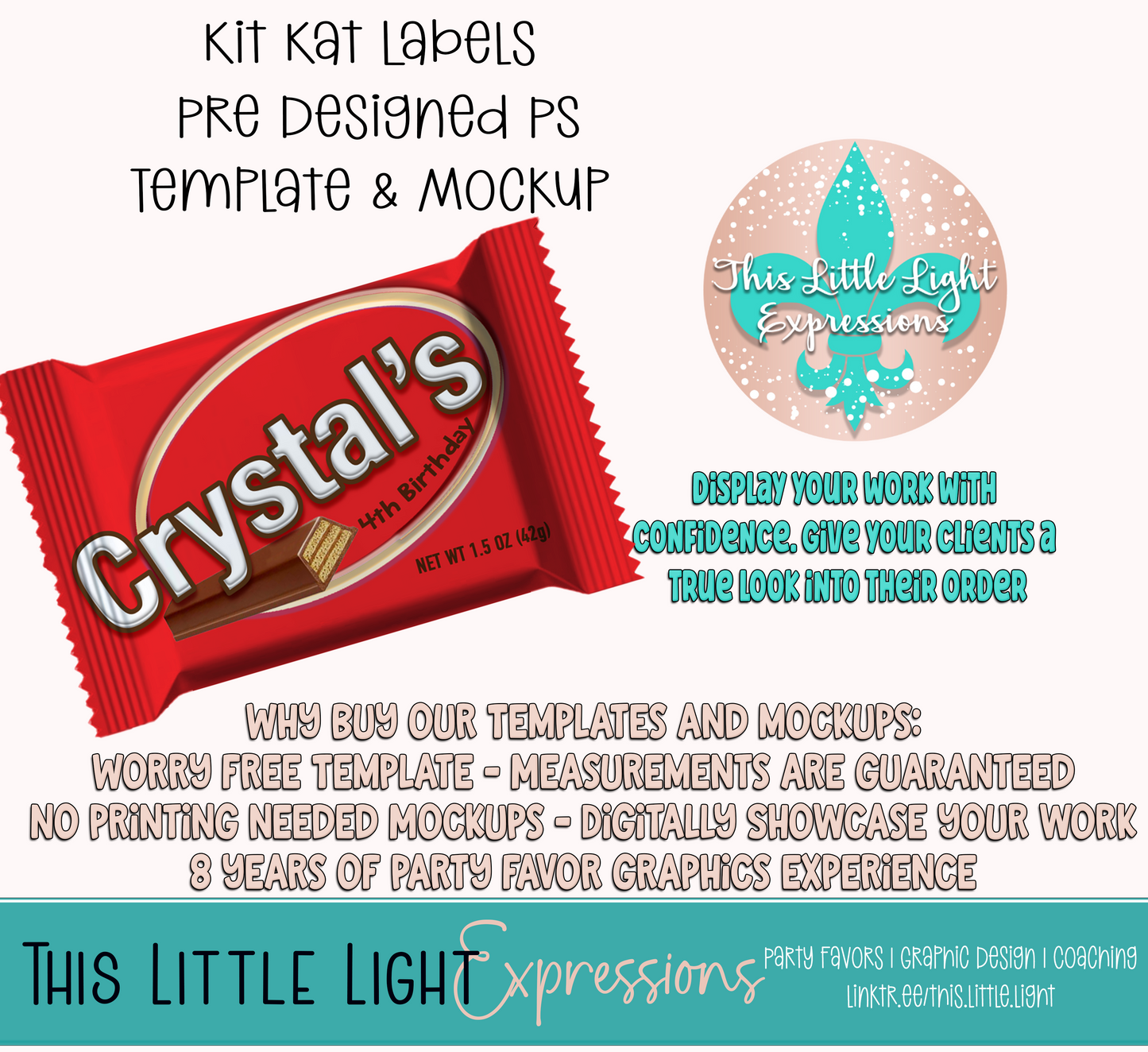 Kit Kat Candy Template and Mockup for Photoshop or Canva | Digital Download | For Party Favors