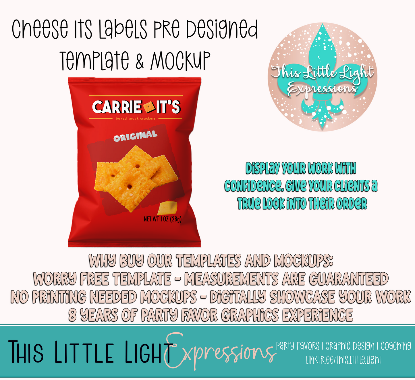Cheese Its Crackers Template and Mockup for Photoshop or Canva | Digital Download | For Party Favors