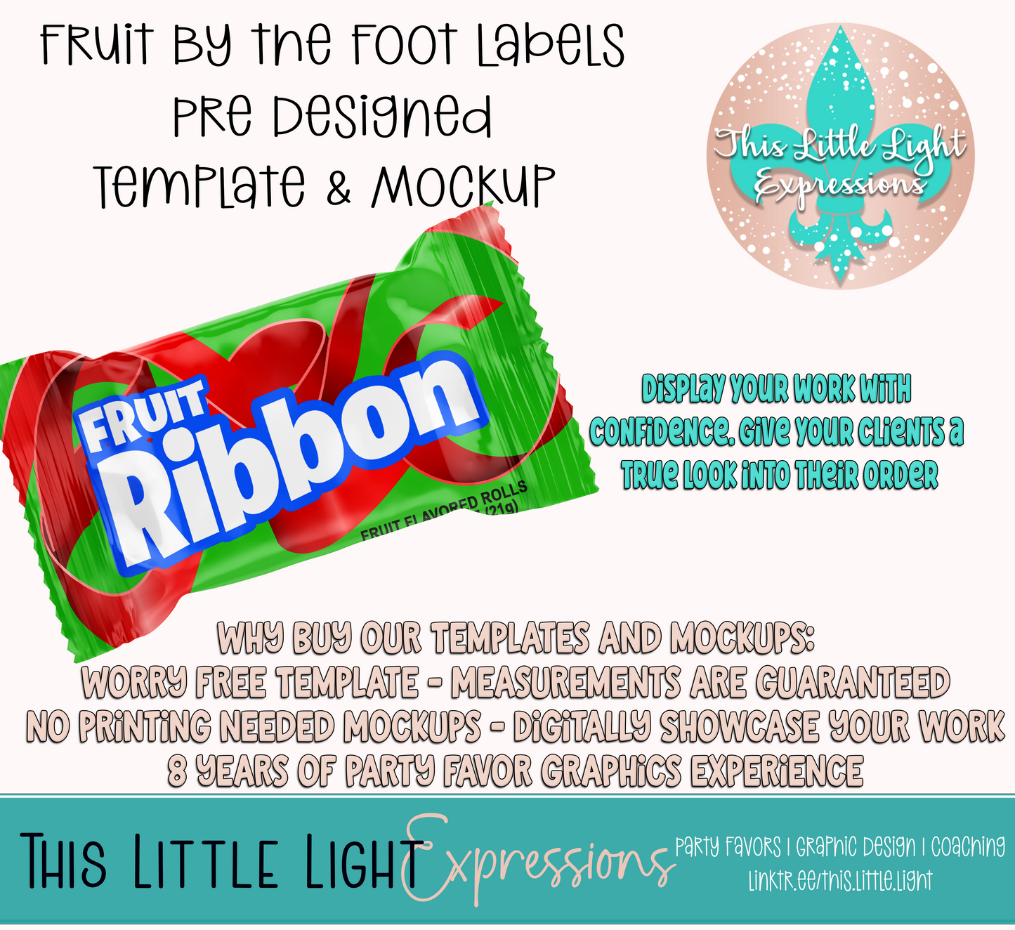 Fruit by the Foot Template and Mockup for Photoshop or Canva| Digital Download | For Party Favors