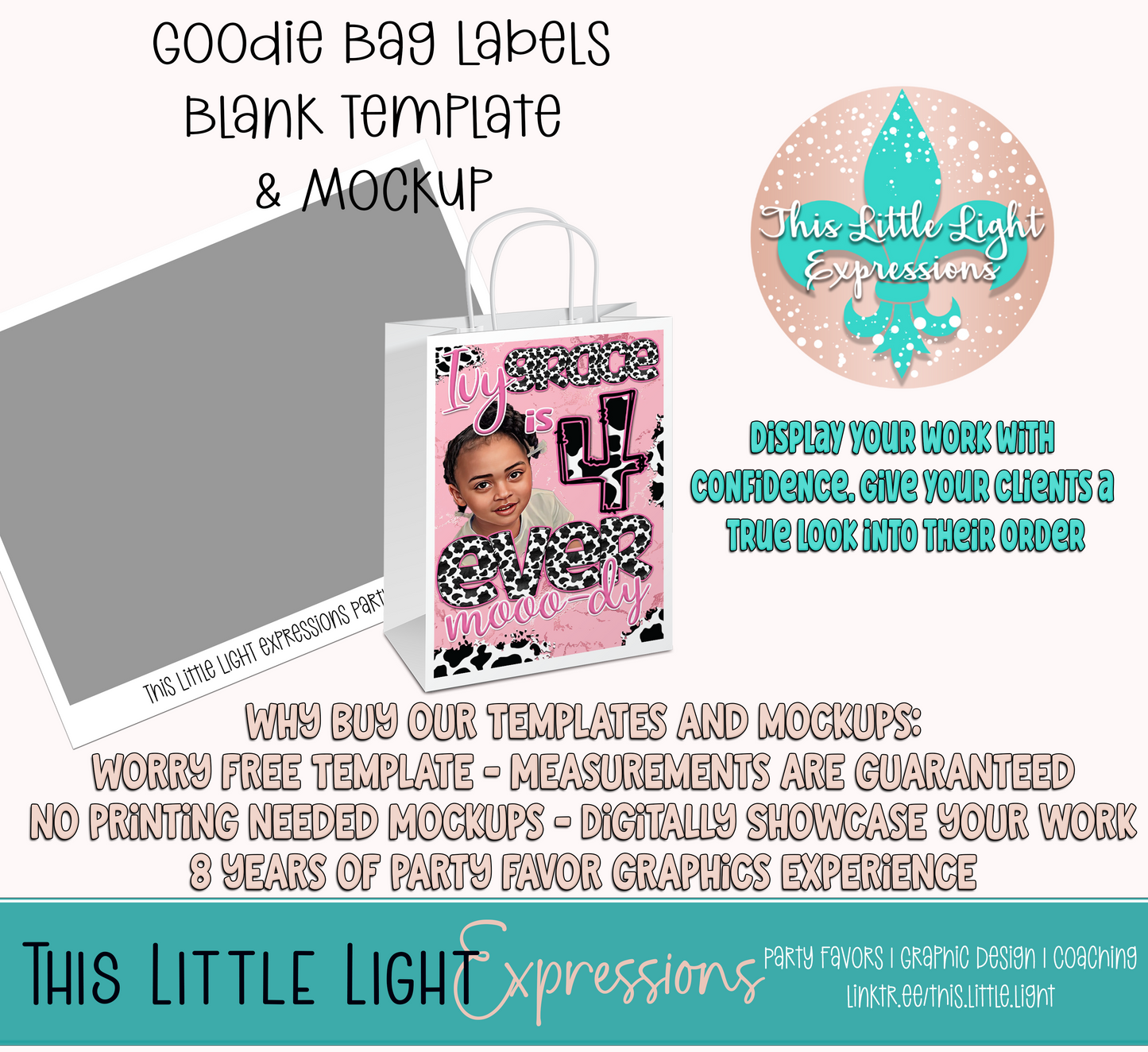 Goodie Bags Template and Mockup for Photoshop or Canva | Digital Download | For Party Favors