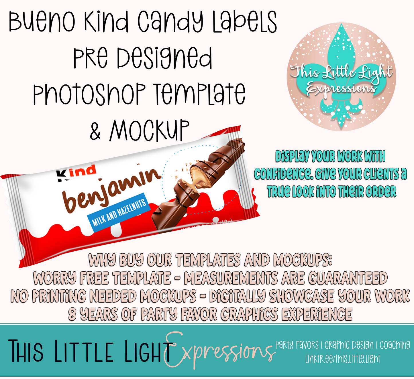 Bueno Hazelnut Candy Template and Mockup for Photoshop or Canva | Digital Download | For Party Favors