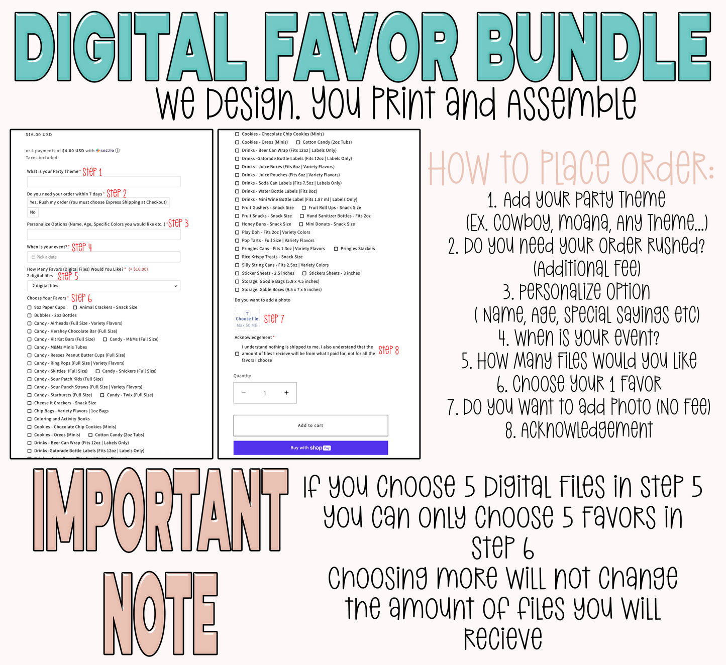 Digital Party Favors | Download Only | We Design, You Print and Assemble