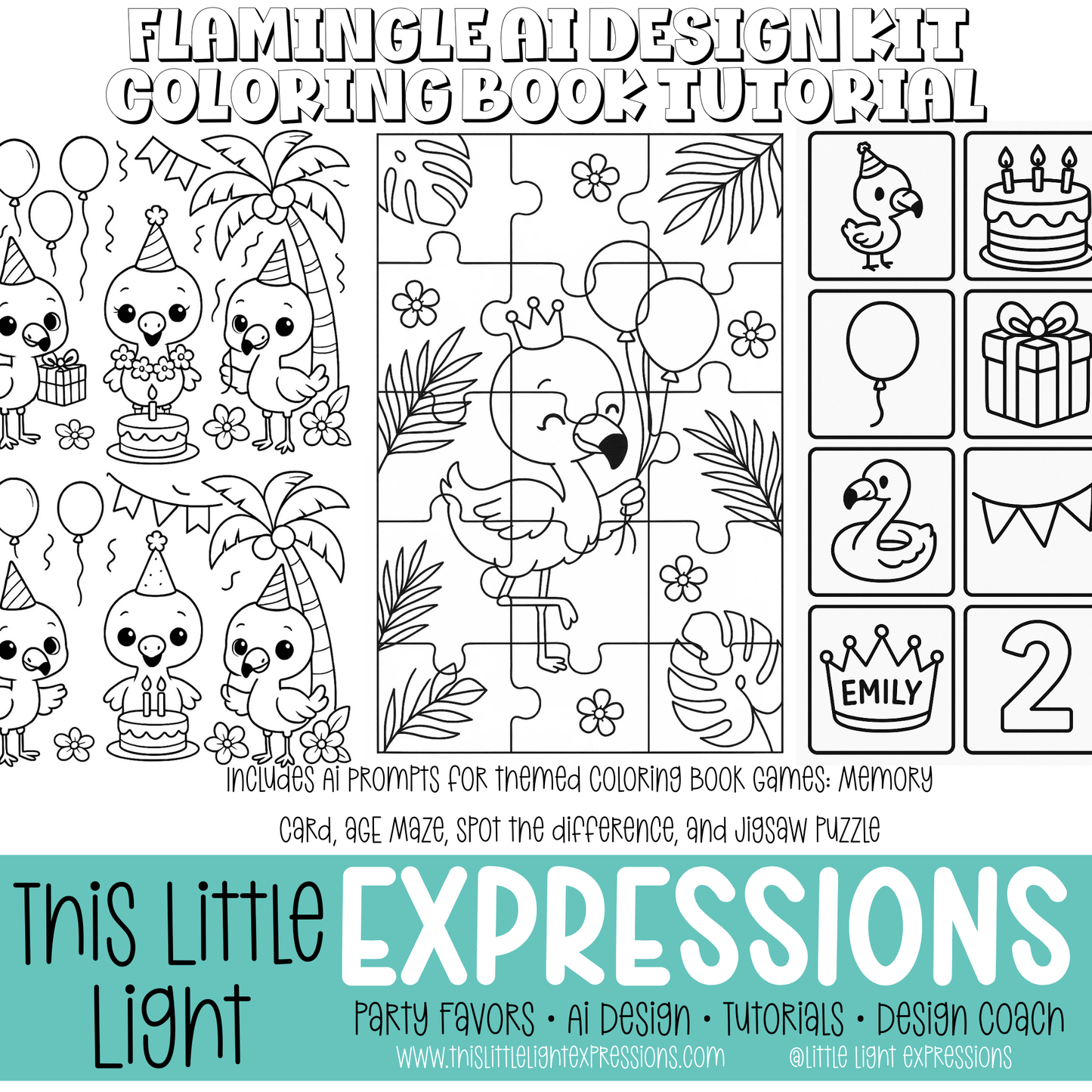 Flamingle AI Design Kit + Coloring Page Tutorial Bundle Create Your Own Unique Designs | Instant Download | Free for CEO Subscribers