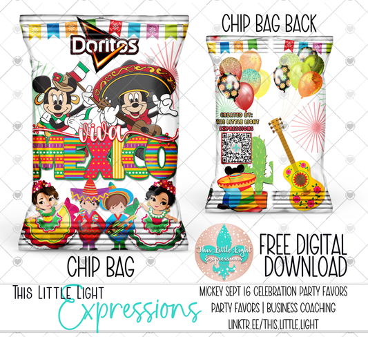 Mickey Mexico Fiesta Chip Bags | September 16 Celebration | Free Digital Download