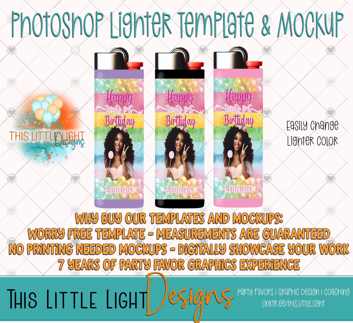 Lighter Labels Template and Mockup for Photoshop or Canva | Digital Download | For Party Favors