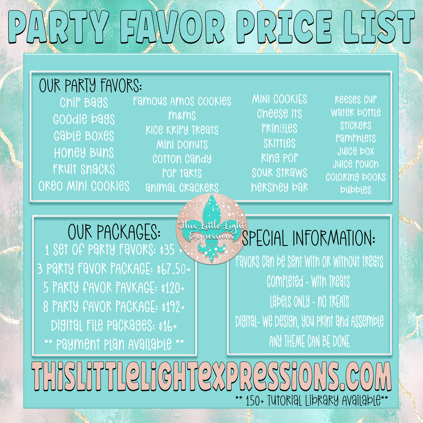 Medium Party Favor Package | Build Your 5 Favor Package | Choose any 5 Favors | Any Theme