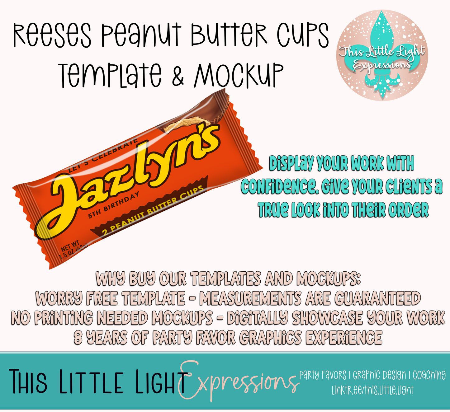 Reeses Cup Template and Mockup for Photoshop or Canva| Digital Download | For Party Favors