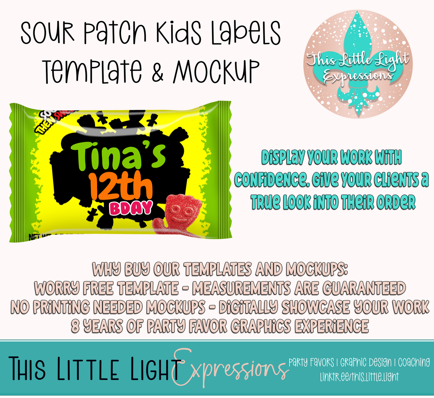 Sour Patch Kids | Bag and Box | Template and Mockup for Photoshop or Canva | Digital Download | For Party Favors