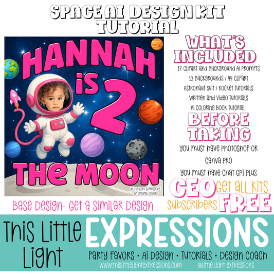 Space Ai Design Kit + Coloring Pages + Character Tutorial Bundle Create Your Own Unique Designs | Instant Download | Free for CEO Subscribers