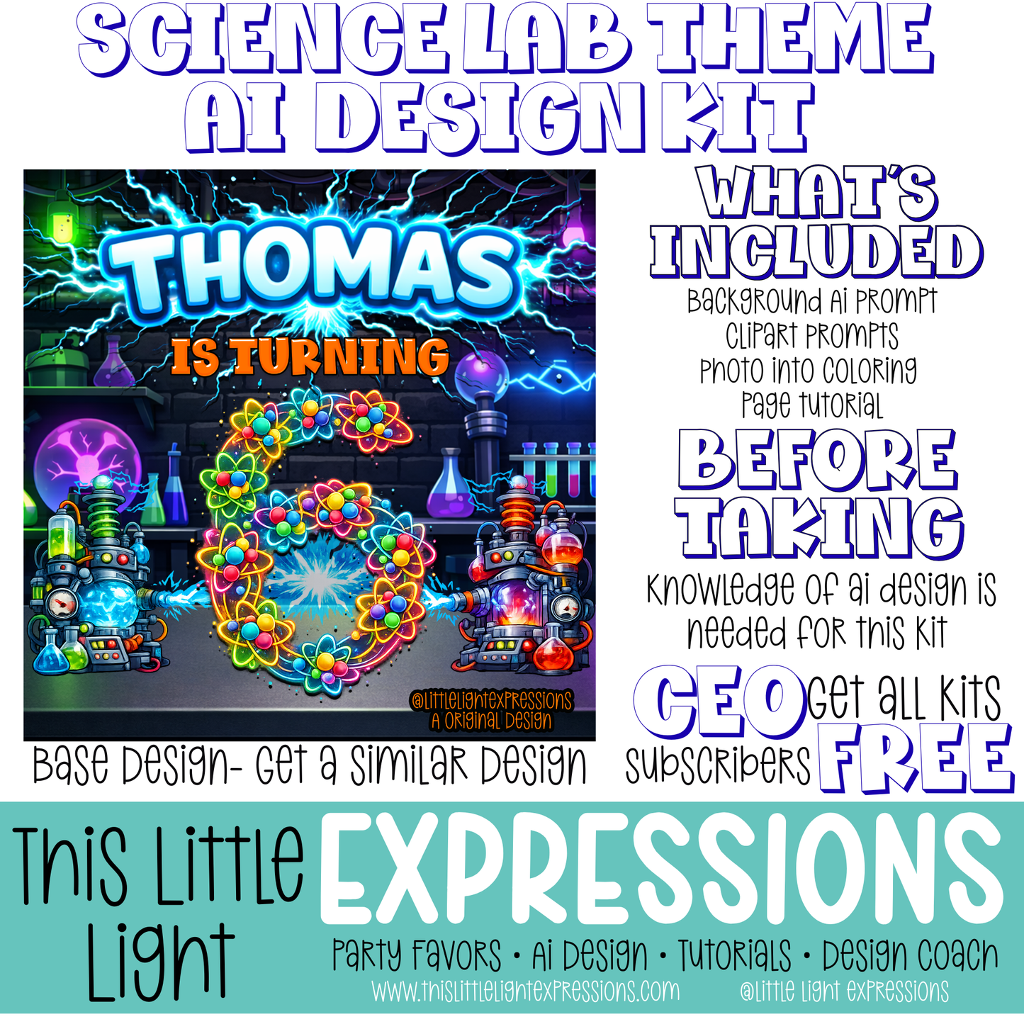 Science Lab Themed Ai Design Kit |Create Your Own Unique Designs | Instant Digital Download | CEO Subscribers get for FREE