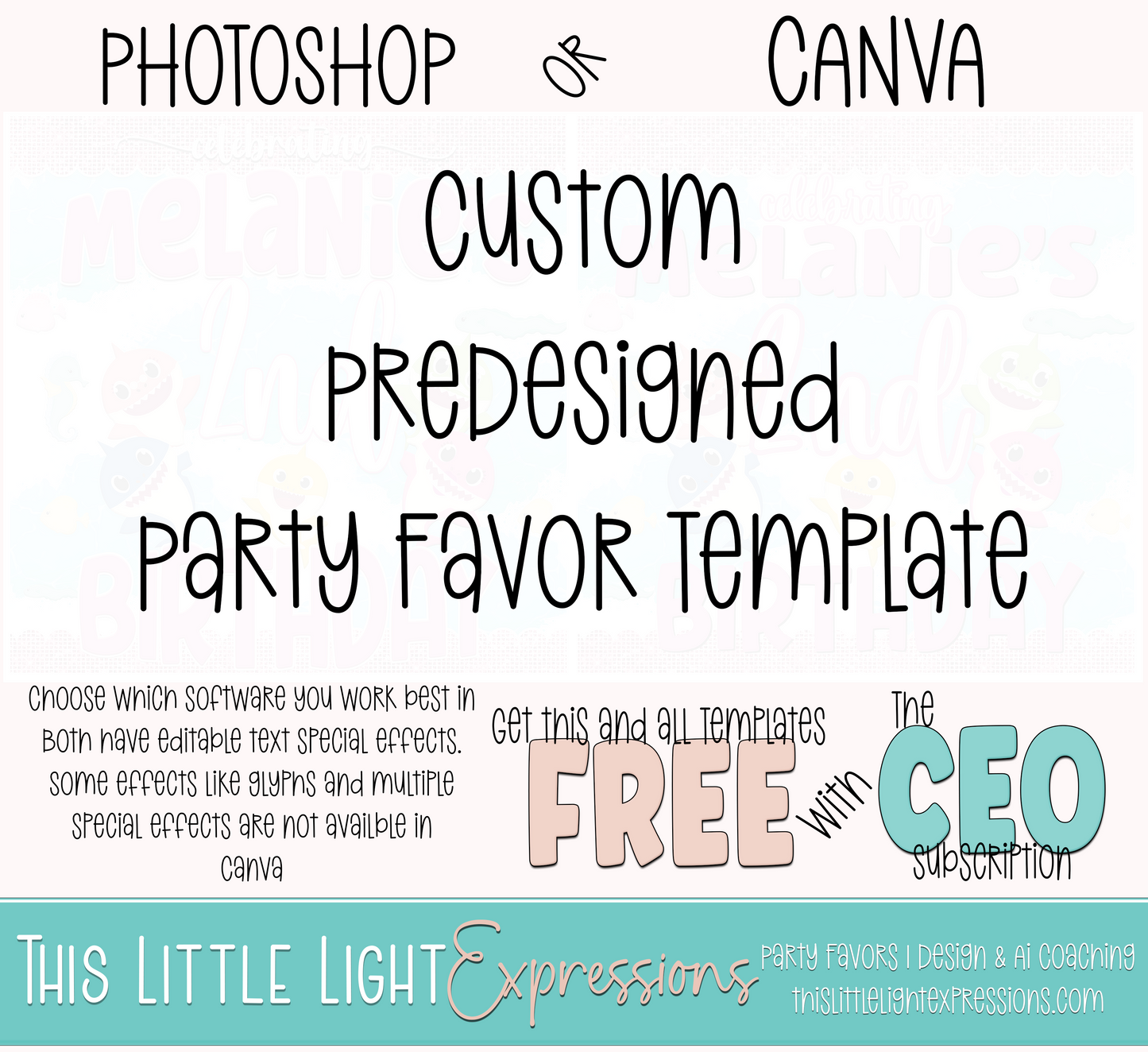 Custom Pre Designed Party Favor Templates | 5 Pre Designed Editable Templates | Digital Download | Party Favor Templates | FREE for CEO Subscribers