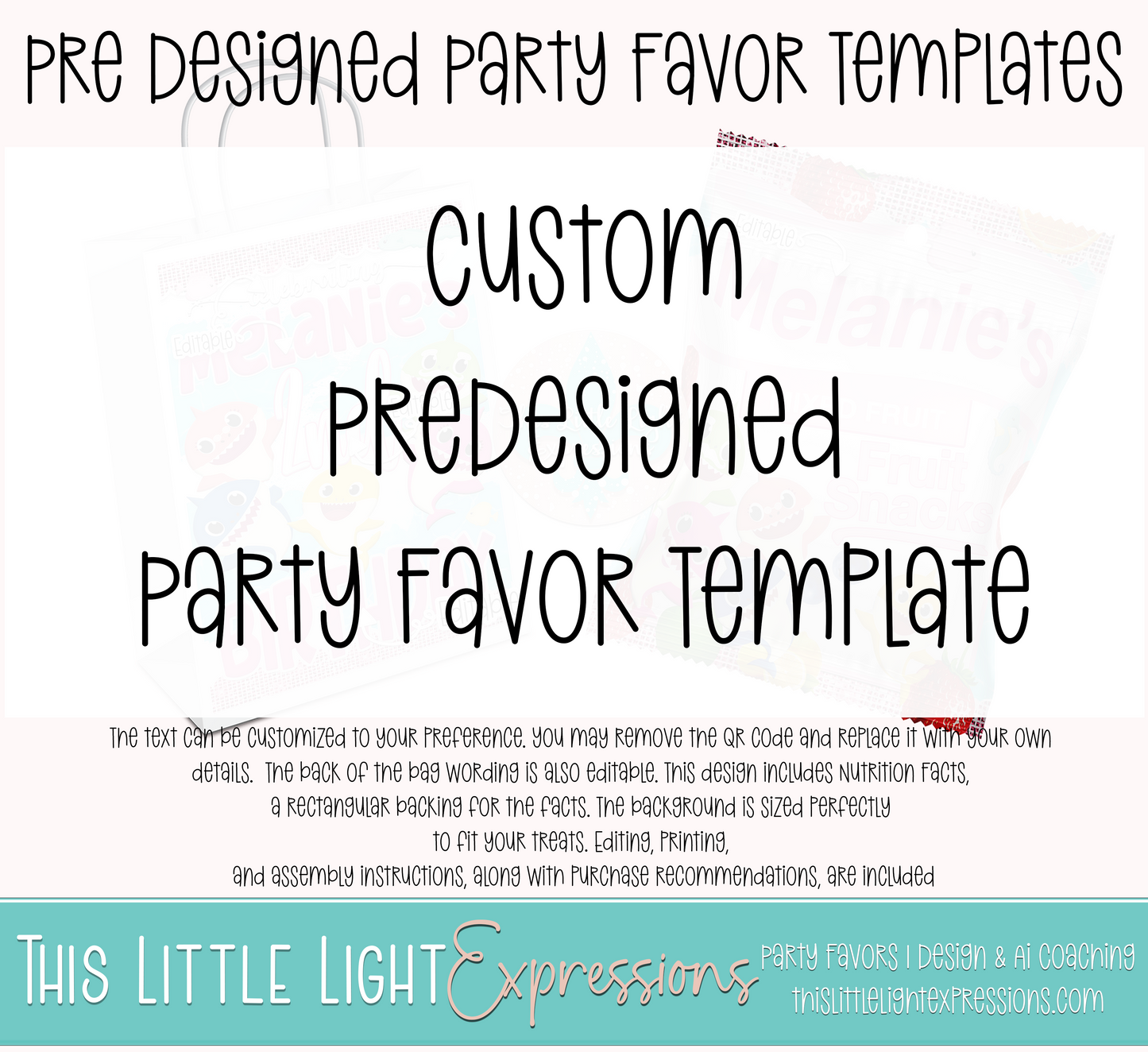 Custom Pre Designed Party Favor Templates | 5 Pre Designed Editable Templates | Digital Download | Party Favor Templates | FREE for CEO Subscribers