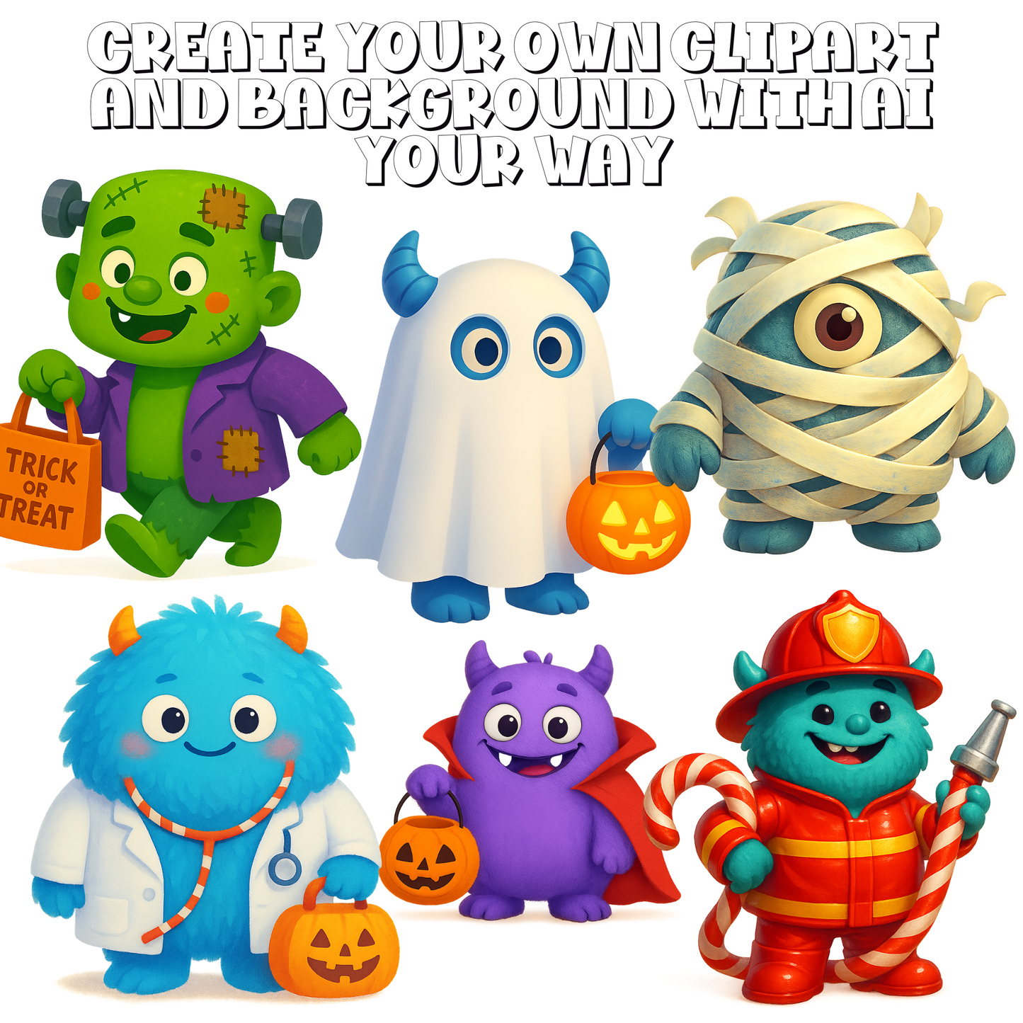 Monster Trick or Treat Themed Ai Design Kit |Create Your Own Unique Designs | Instant Digital Download | CEO Subscribers get for FREE
