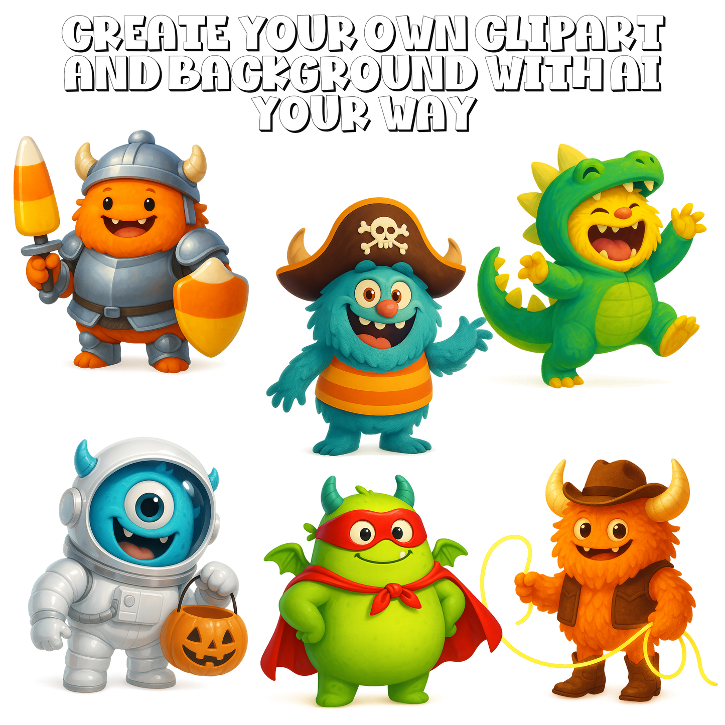 Monster Trick or Treat Themed Ai Design Kit |Create Your Own Unique Designs | Instant Digital Download | CEO Subscribers get for FREE
