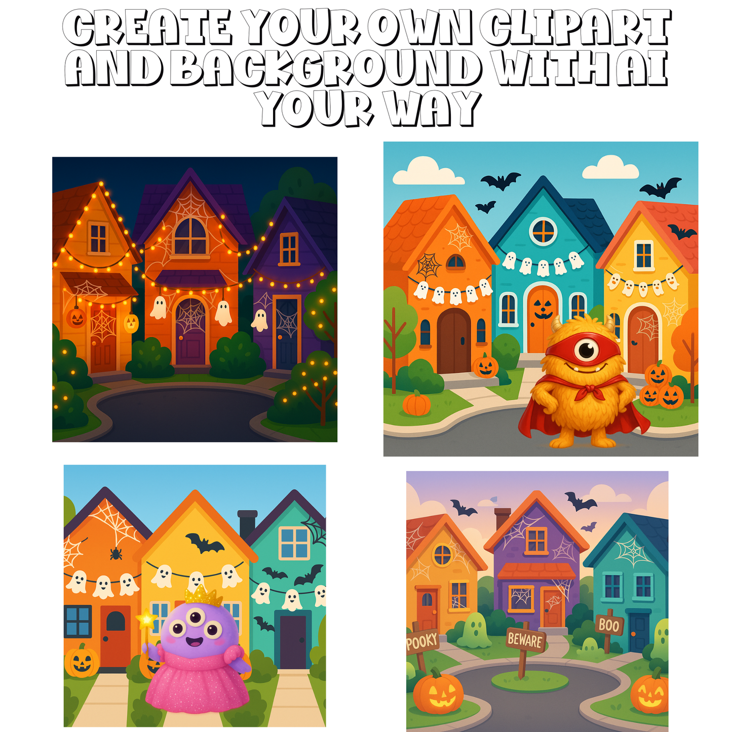 Monster Trick or Treat Themed Ai Design Kit |Create Your Own Unique Designs | Instant Digital Download | CEO Subscribers get for FREE