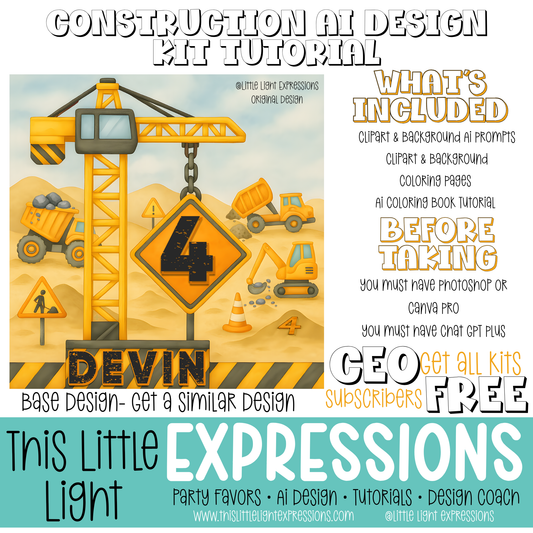 Construction Theme Coloring Pages + Character Tutorial Bundle Create Your Own Unique Designs | Instant Download | Free for CEO Subscribers