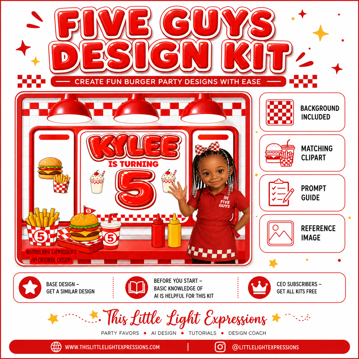 Five Guys Inspired Ai Design Kit |Create Your Own Unique Designs | Instant Digital Download | CEO Subscribers get for FREE