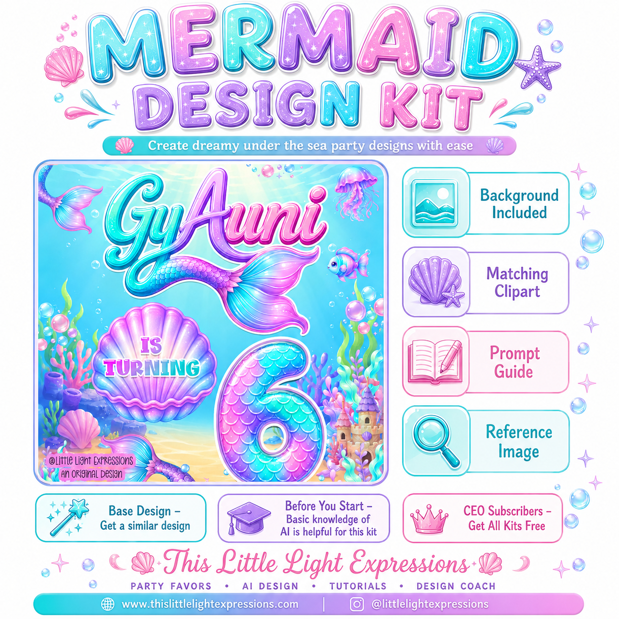 Mermaid Ai Design Kit |Create Your Own Unique Designs | Instant Digital Download | CEO Subscribers get for FREE