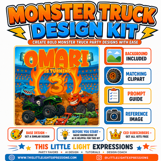 Monster Truck Ai Design Kit |Create Your Own Unique Designs | Instant Digital Download | CEO Subscribers get for FREE