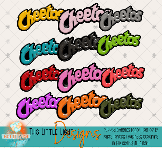 Puffed Cheetos Logo Set of 12 Colorful Clipart | Instant Digital Download