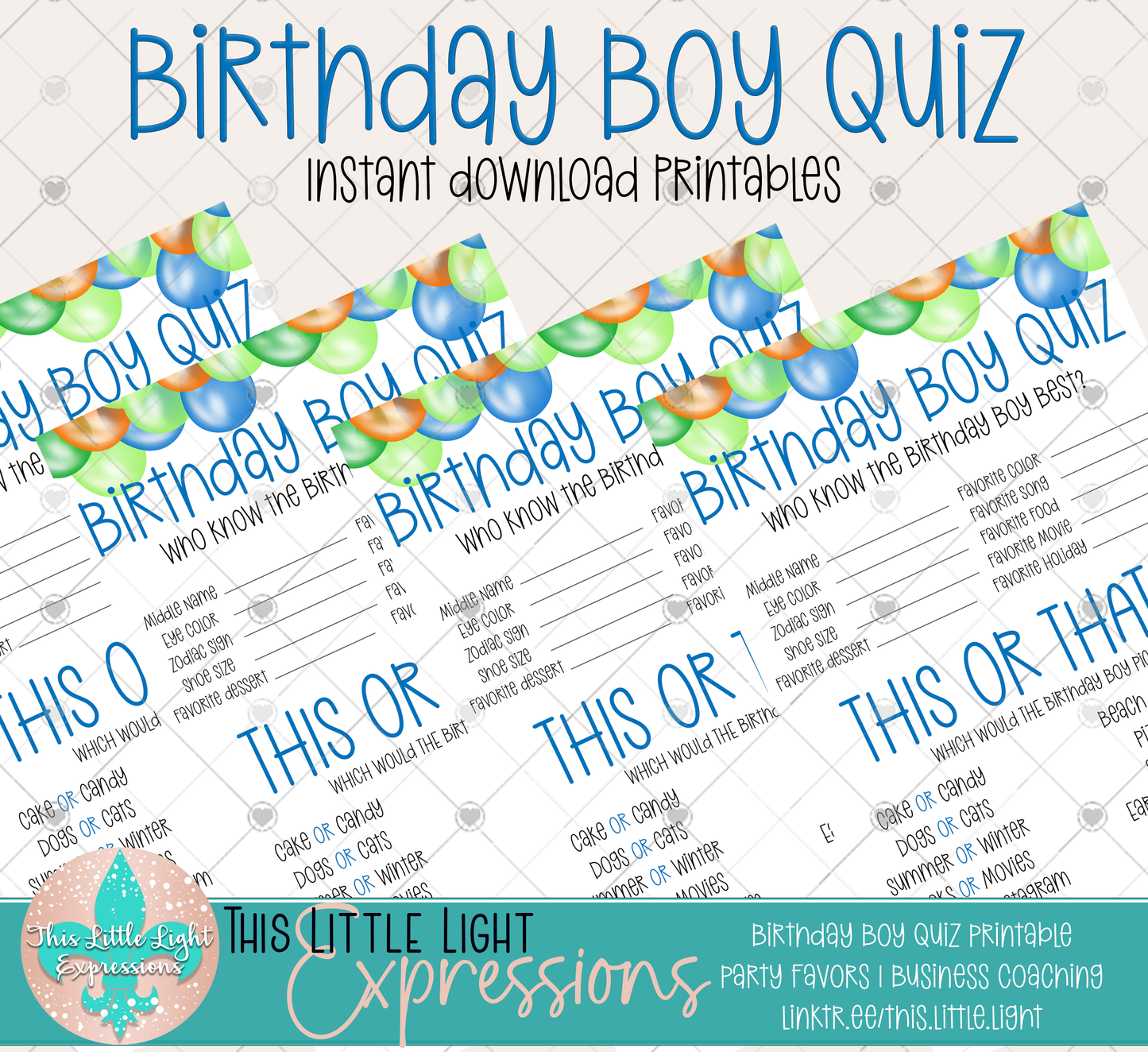 Birthday Child Quiz | 2 Designs | Digital Download | Instant Download