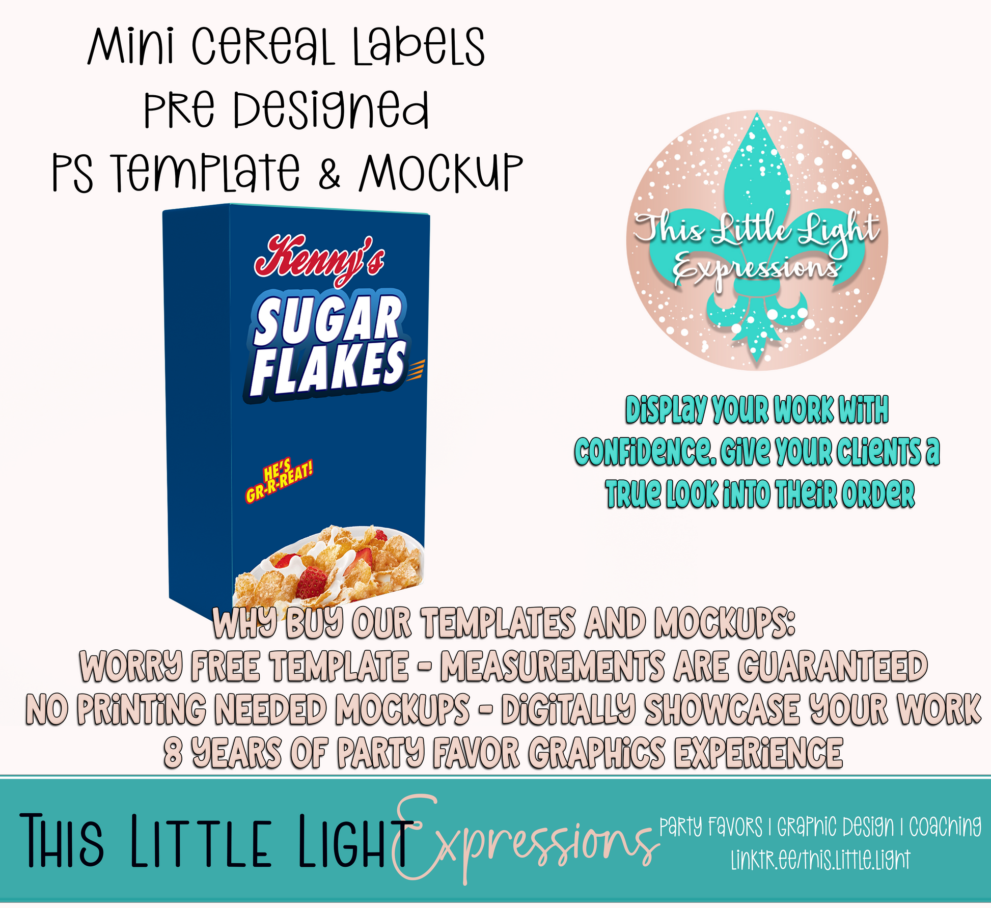 Mini Cereal Box Labels Template and Mockup for or Canva Dig