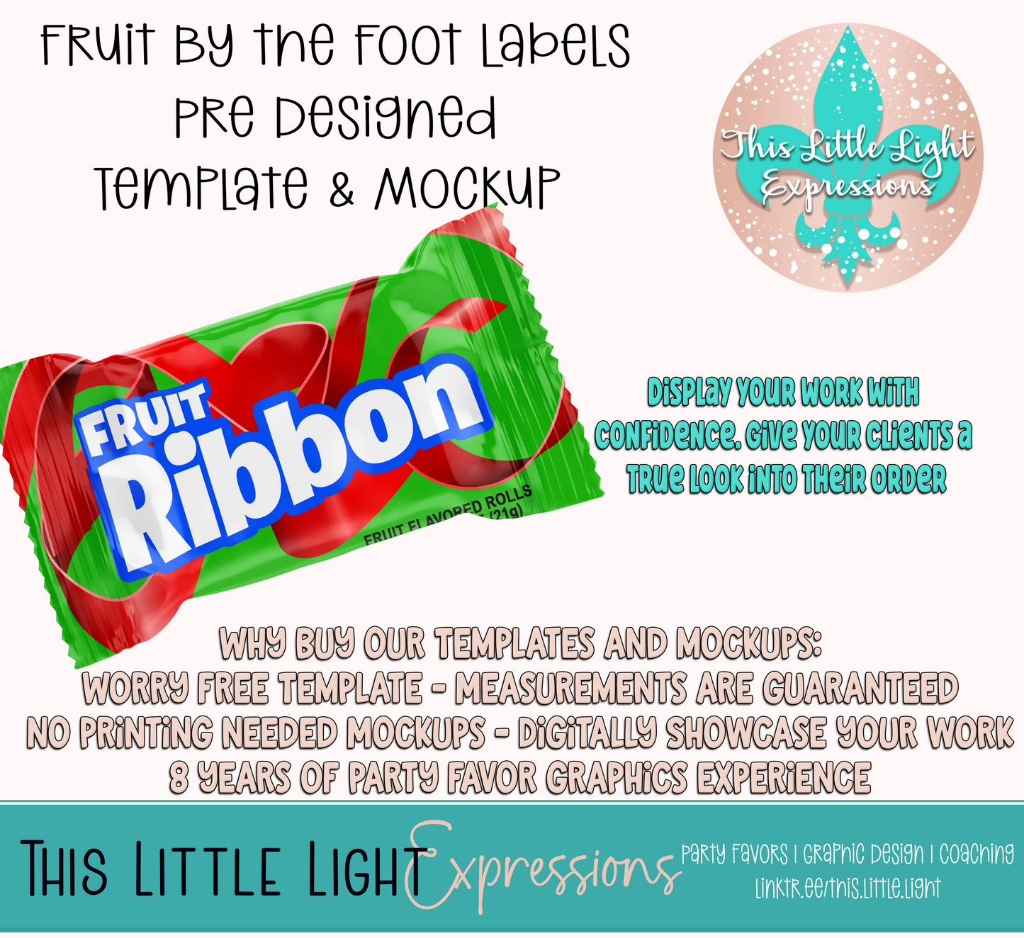 Fruit by the Foot Template and Mockup for Canva | Digital Download | For Party Favors