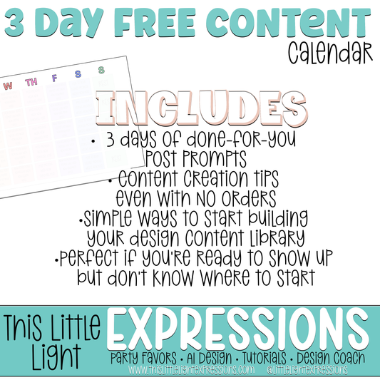 Free 3-Day Content Calendar for Party Favor Creators | Social Media Content