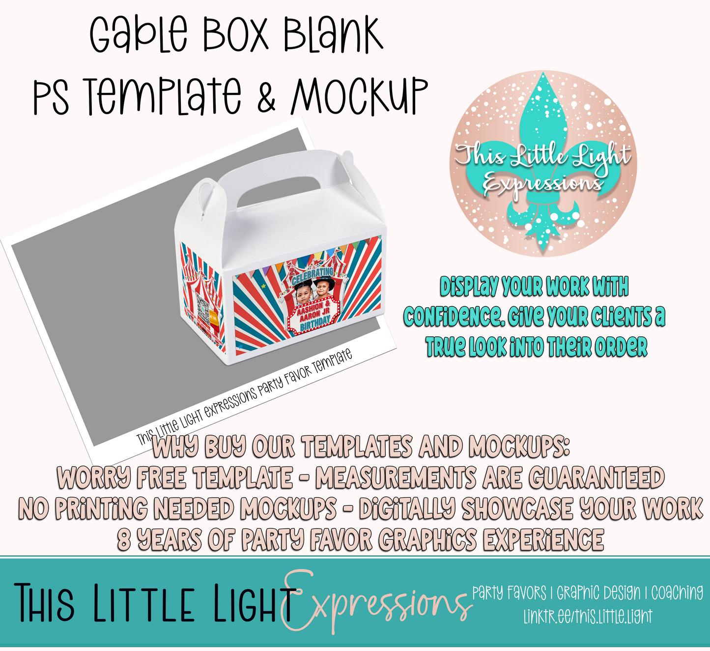 Gable Boxes Template and Mockup for Photoshop | Digital Download | For Party Favors