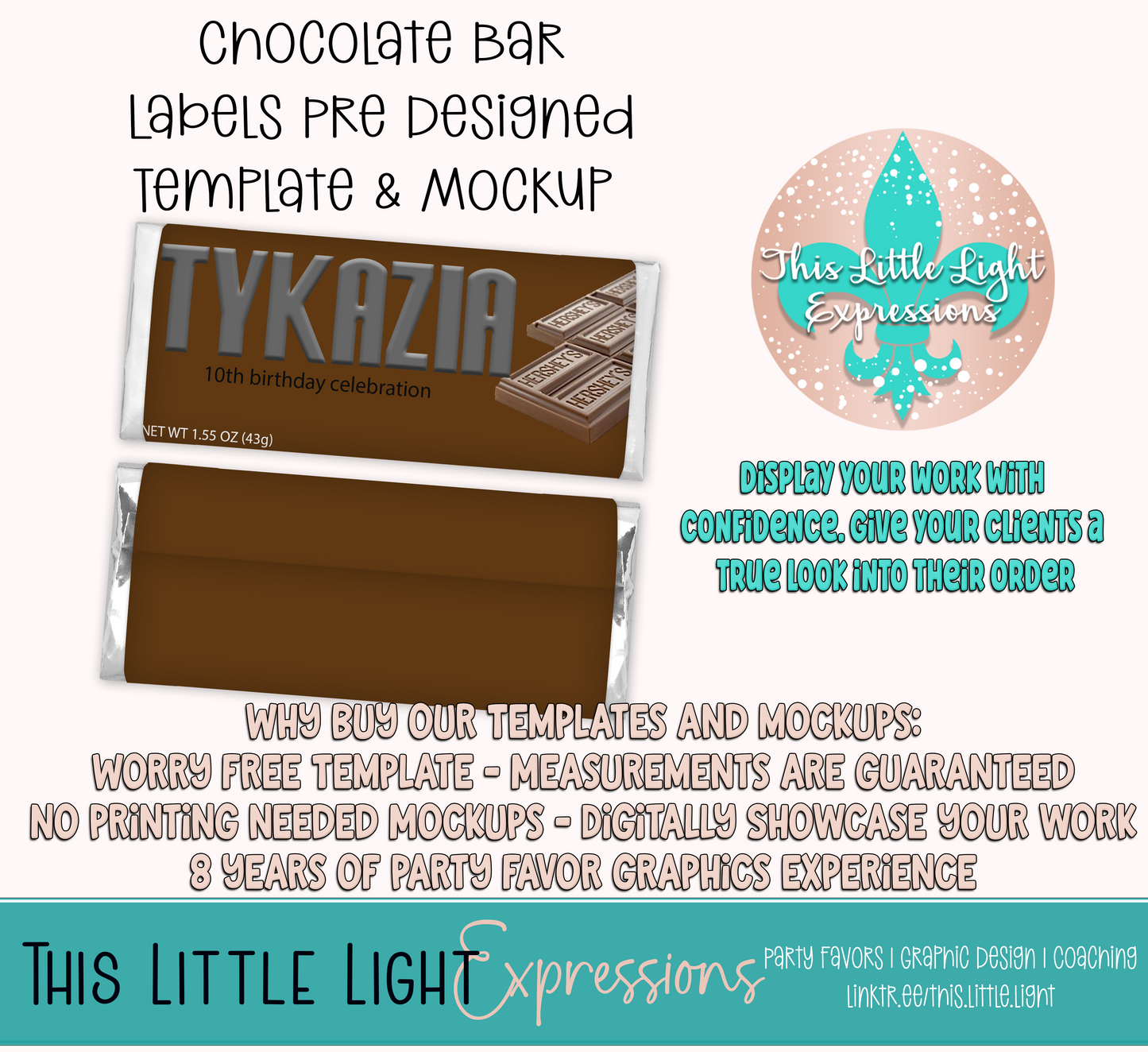 Hershey Chocolate Bar Template and Mockup for Photoshop | Digital Download | For Party Favors