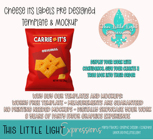 Cheese Its Crackers Template and Mockup for Canva | Digital Download | For Party Favors