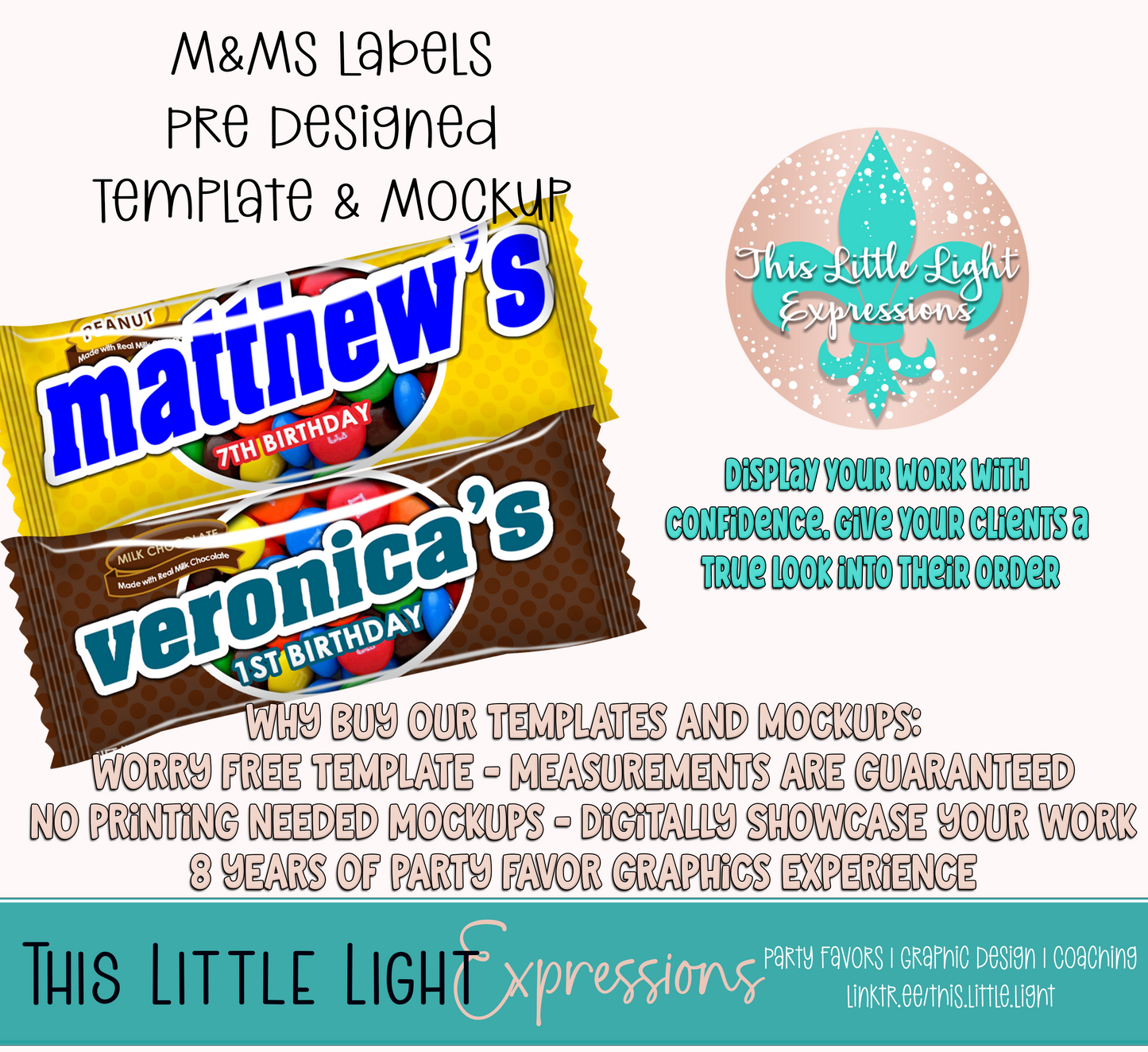 M&Ms | Plain and Peanut | Template and Mockup for Canva | Digital Download | For Party Favors