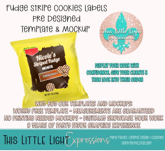 Fudge Stripe Cookies Template and Mockup for Photoshop | Digital Download | For Party Favors