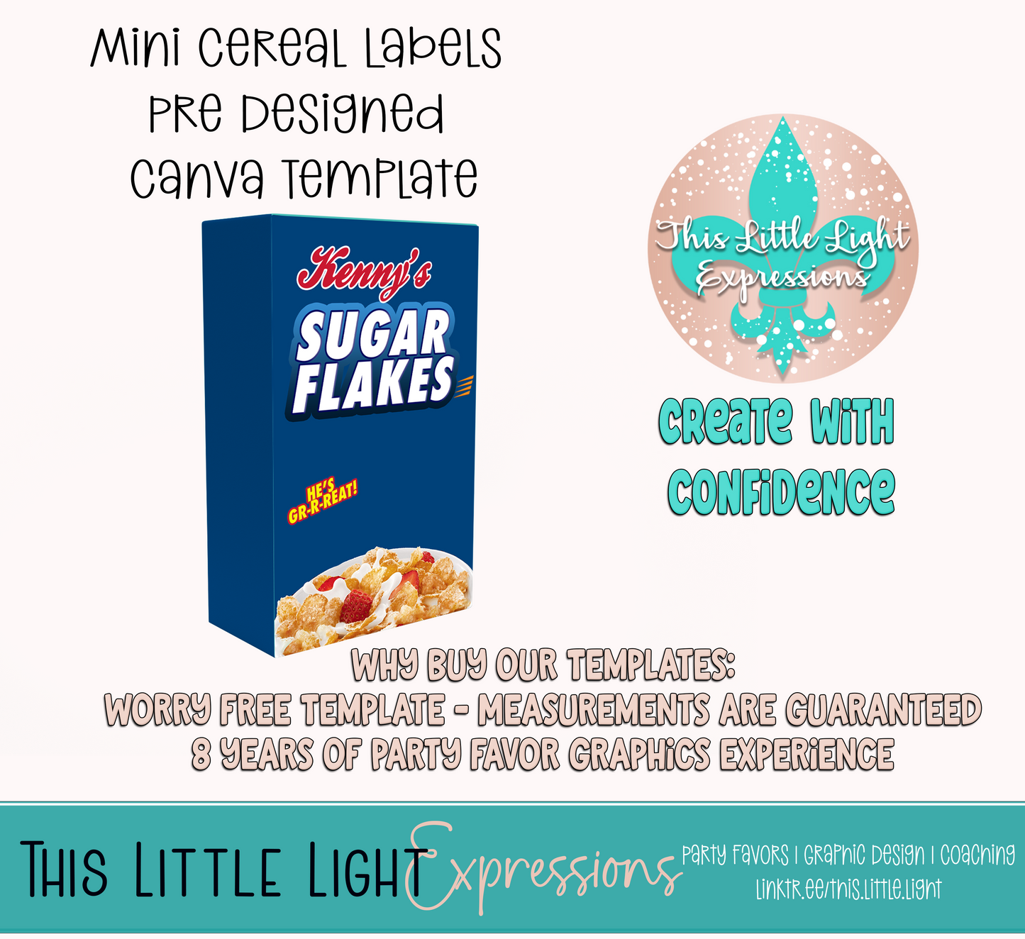 Mini Cereal Box Labels Template for Canva | Digital Download | For Party Favors