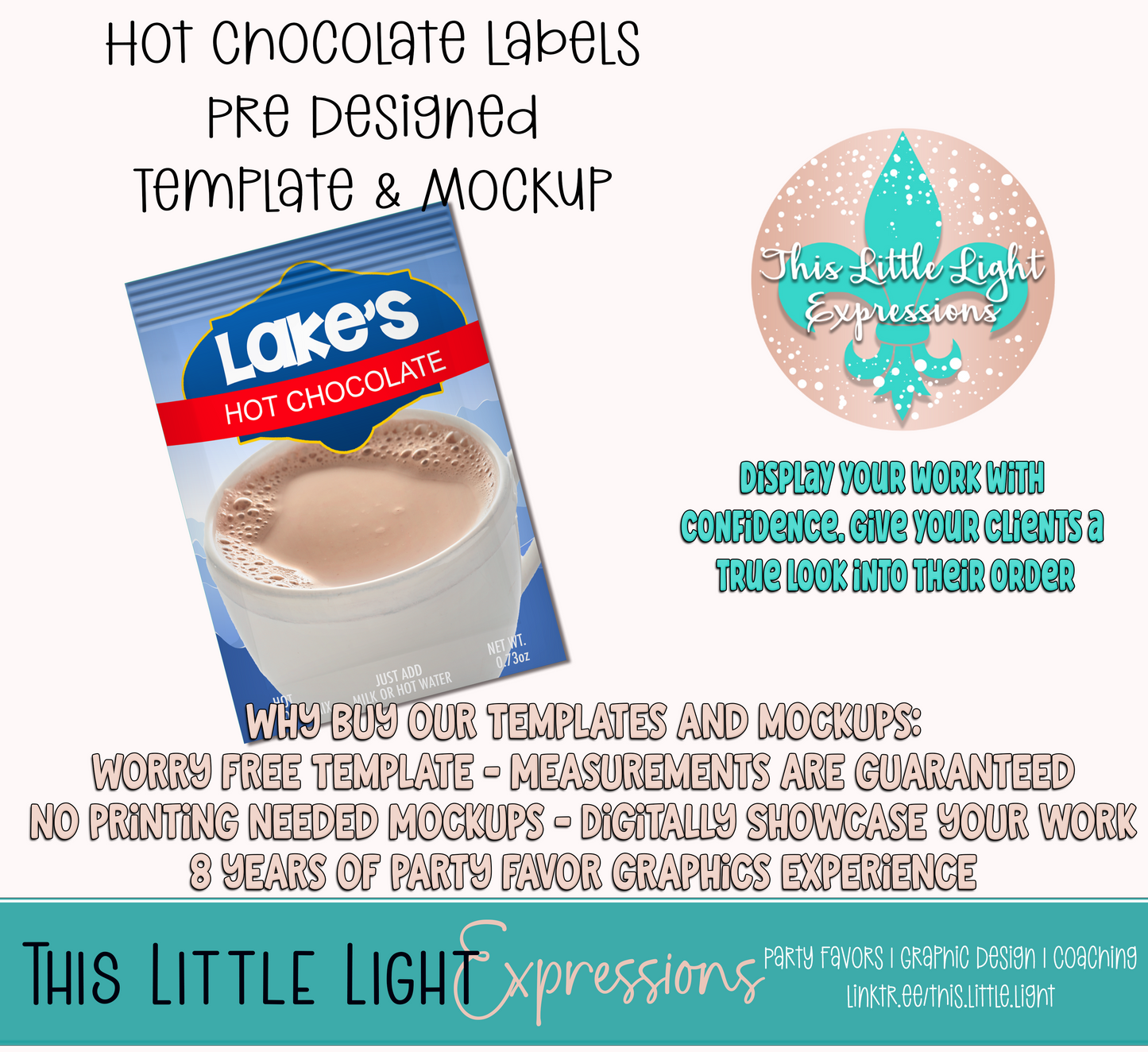 Hot Chocolate Template and Mockup for Canva | Digital Download | For Party Favors