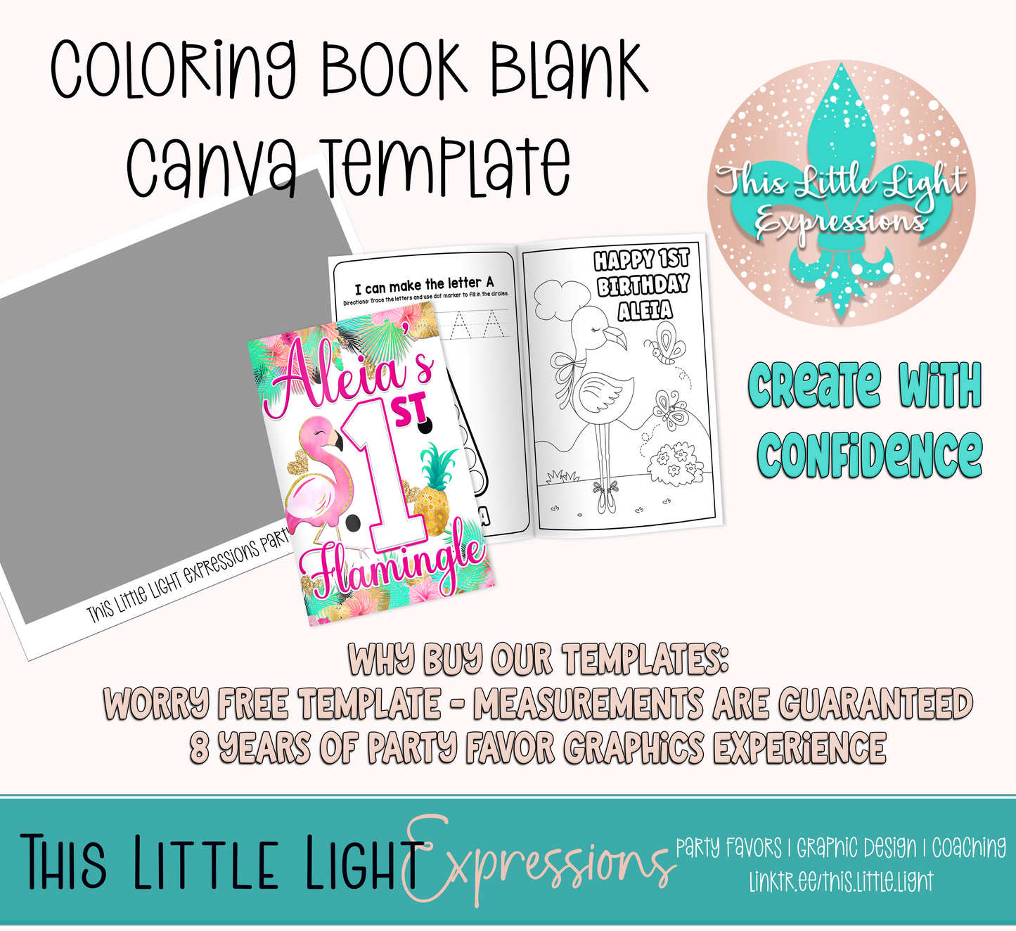 Coloring Book Template and Mockup for Canva | Digital Download | For Party Favors