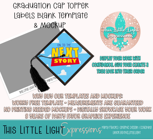 Graduation Cap Template and Mockup for Canva | Digital Download | For Party Favors