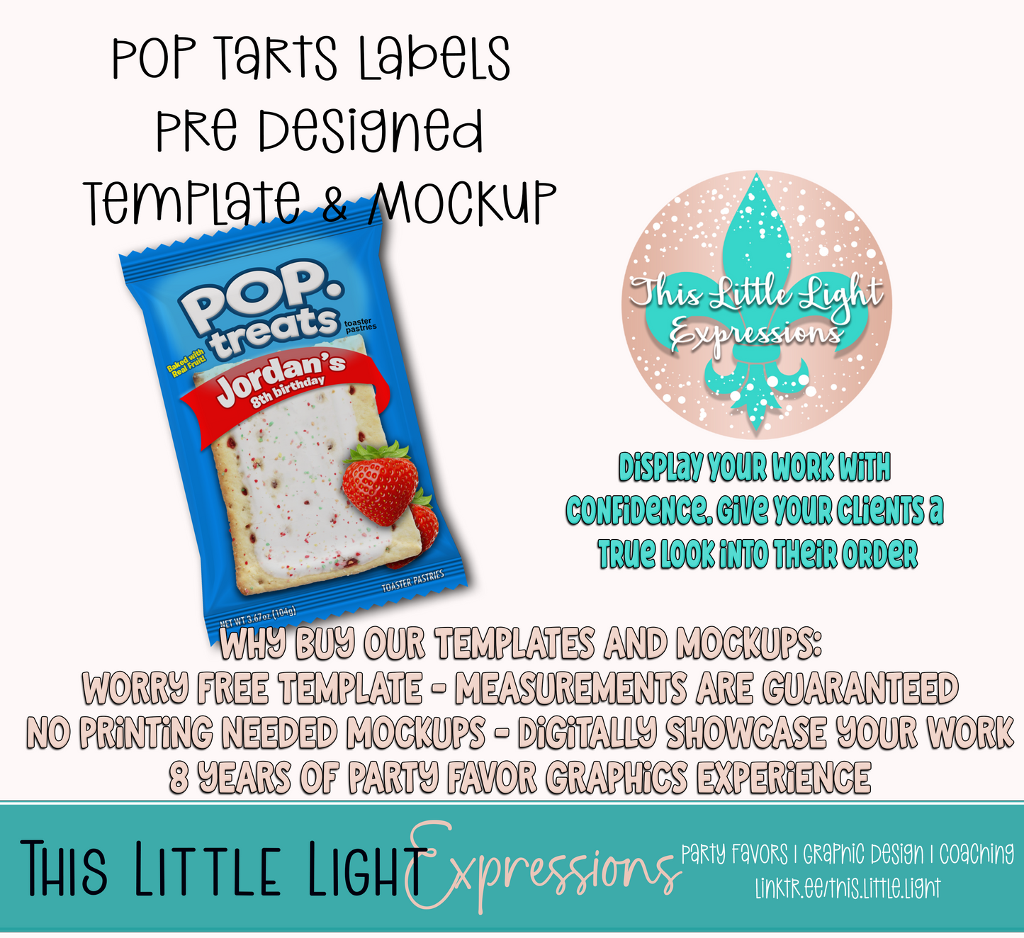 Pop Tart Template and Mockup for Canva | Digital Download | For Party Favors