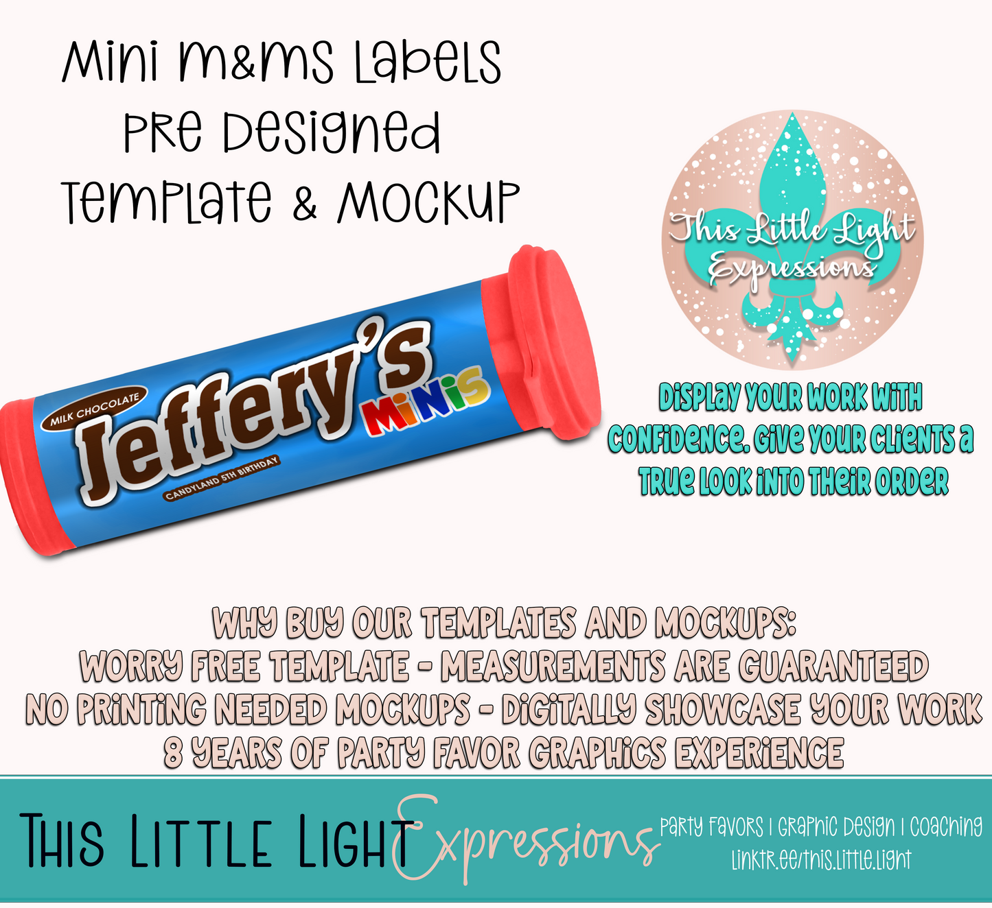 Mini M&Ms Tube Template and Mockup for Photoshop | Digital Download | For Party Favors