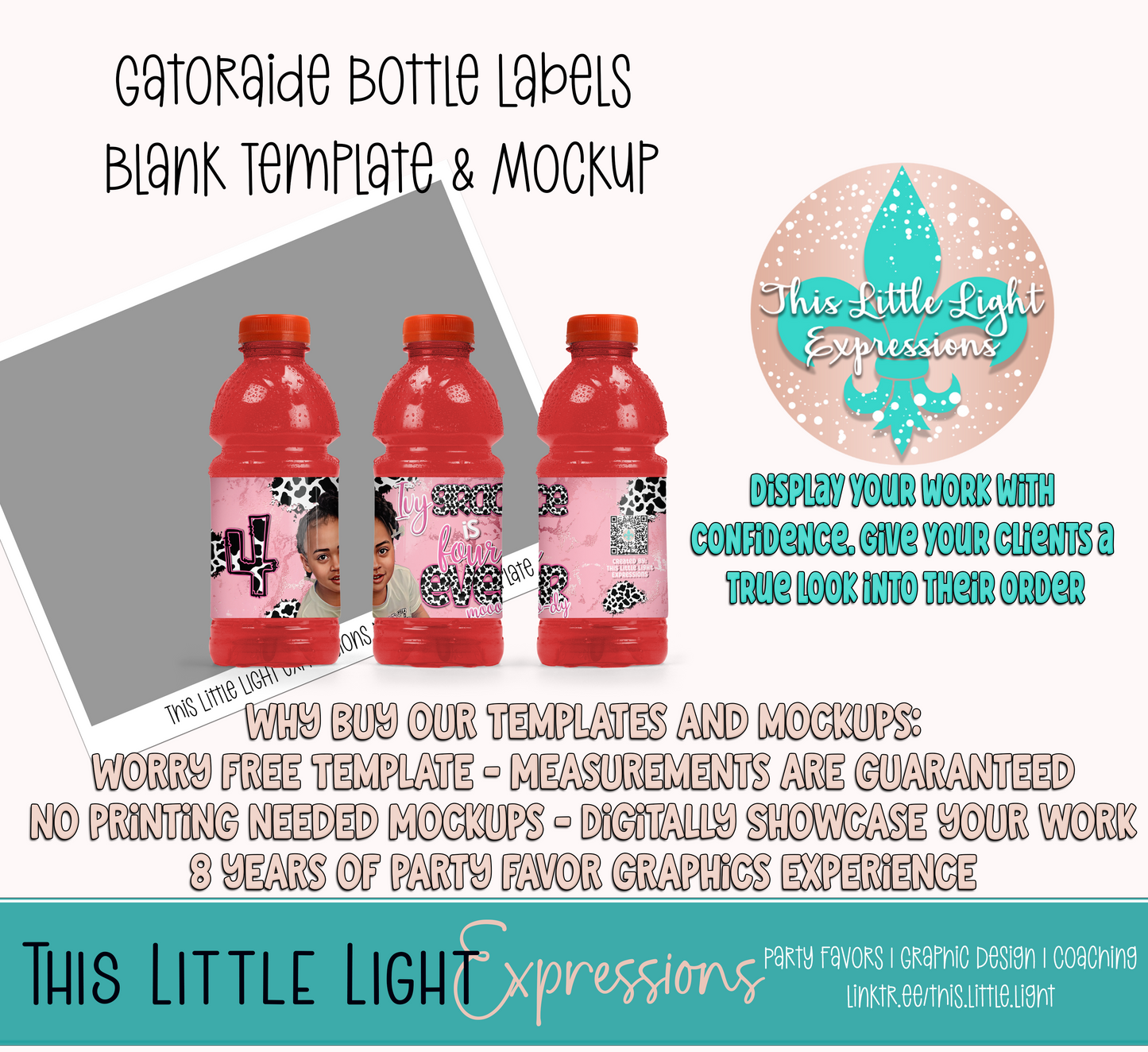 Gatorade Bottle Labels Template and Mockup for Photoshop | Digital Download | For Party Favors