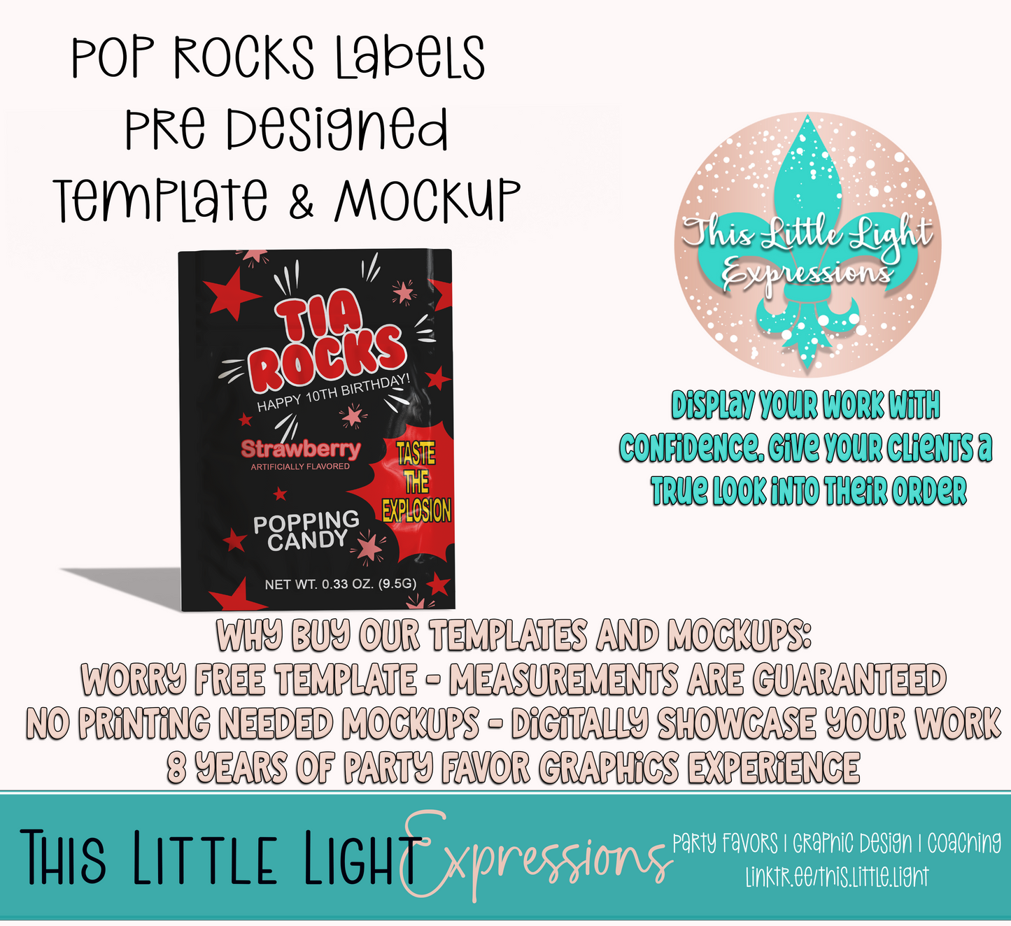 Pop Rocks Candy Template and Mockup for Photoshop | Digital Download | For Party Favors