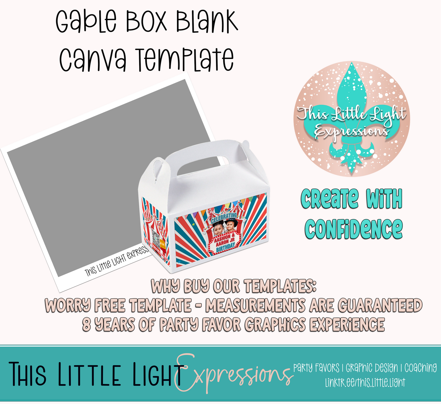 Gable Box Template and Mockup for Canva | Digital Download | For Party Favors