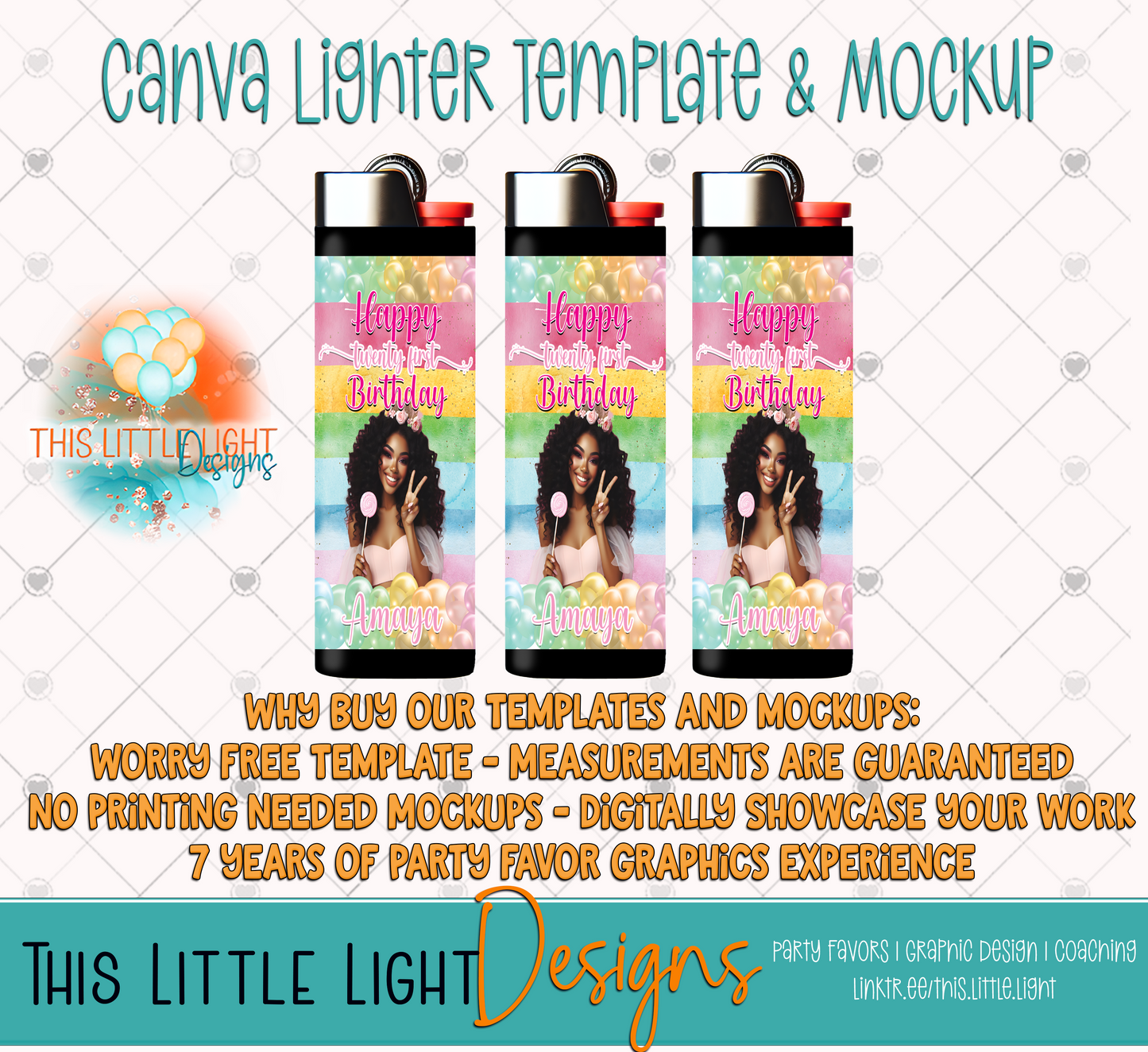 Lighter Labels Template and Mockup for Canva | Digital Download | For Party Favors