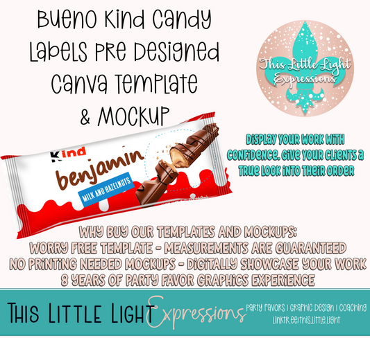 Bueno Hazelnut Candy Template and Mockup for Canva | Digital Download | For Party Favors