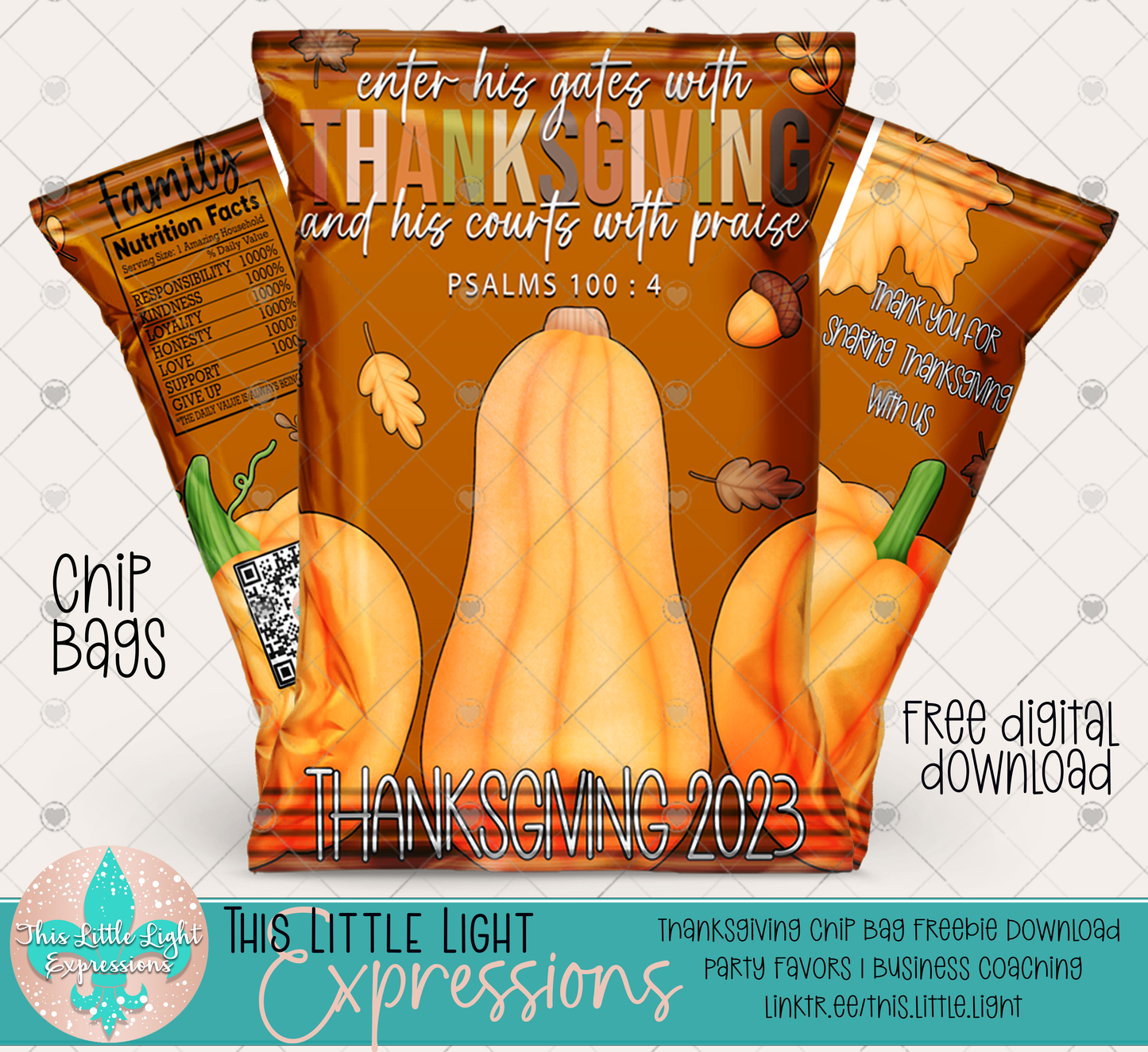 Thanksgiving Chip Bags | 2 Designs | Thanksgiving Freebie | Free Digital Download